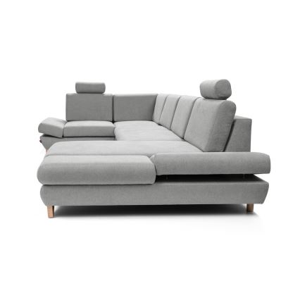 U-förmiges, klappbares Eck-Polstersofa mit Stauraum AVESTA links grau