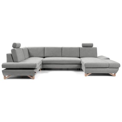 U-förmiges, klappbares Eck-Polstersofa mit Stauraum AVESTA links grau