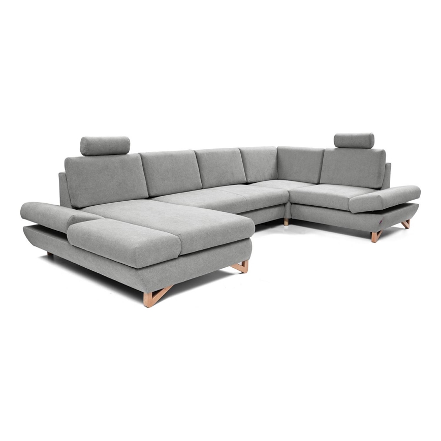 U-förmiges, klappbares Eck-Polstersofa mit Stauraum AVESTA rechts grau