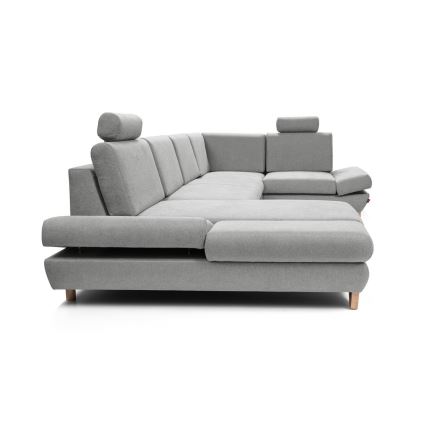 U-förmiges, klappbares Eck-Polstersofa mit Stauraum AVESTA rechts grau