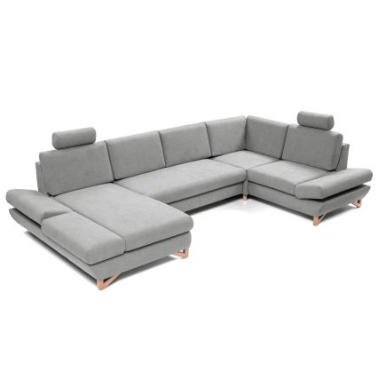 U-förmiges, klappbares Eck-Polstersofa mit Stauraum AVESTA rechts grau