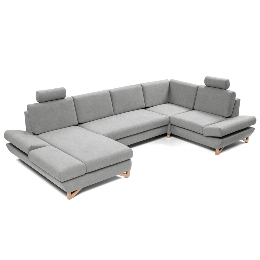 U-förmiges, klappbares Eck-Polstersofa mit Stauraum AVESTA rechts grau