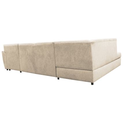 U-förmiges, klappbares Eck-Polstersofa SERPA links beige