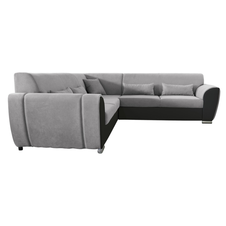 U-förmiges, klappbares Eck-Polstersofa VISEU links grau/schwarz