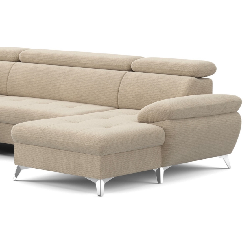 U-förmiges, klappbares Ecksofa mit Stauraum CATANIA links beige