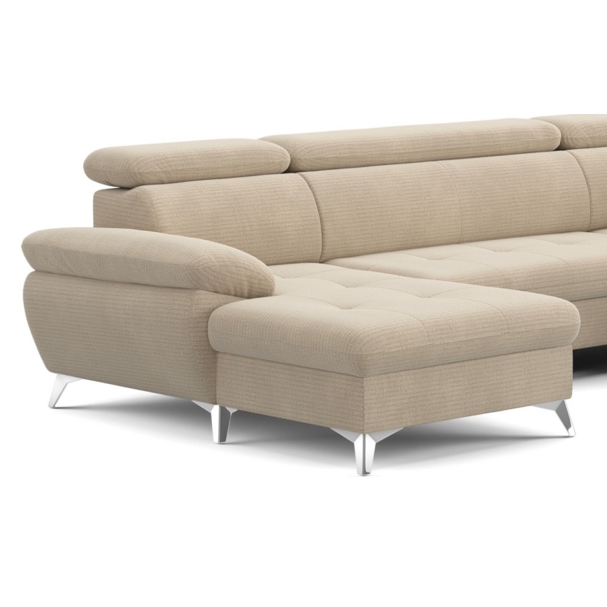 U-förmiges, klappbares Ecksofa mit Stauraum CATANIA rechts beige