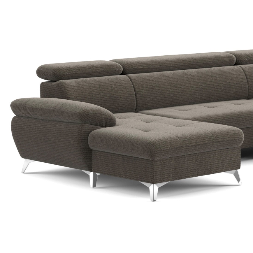 U-förmiges, klappbares Ecksofa mit Stauraum CATANIA rechts braun