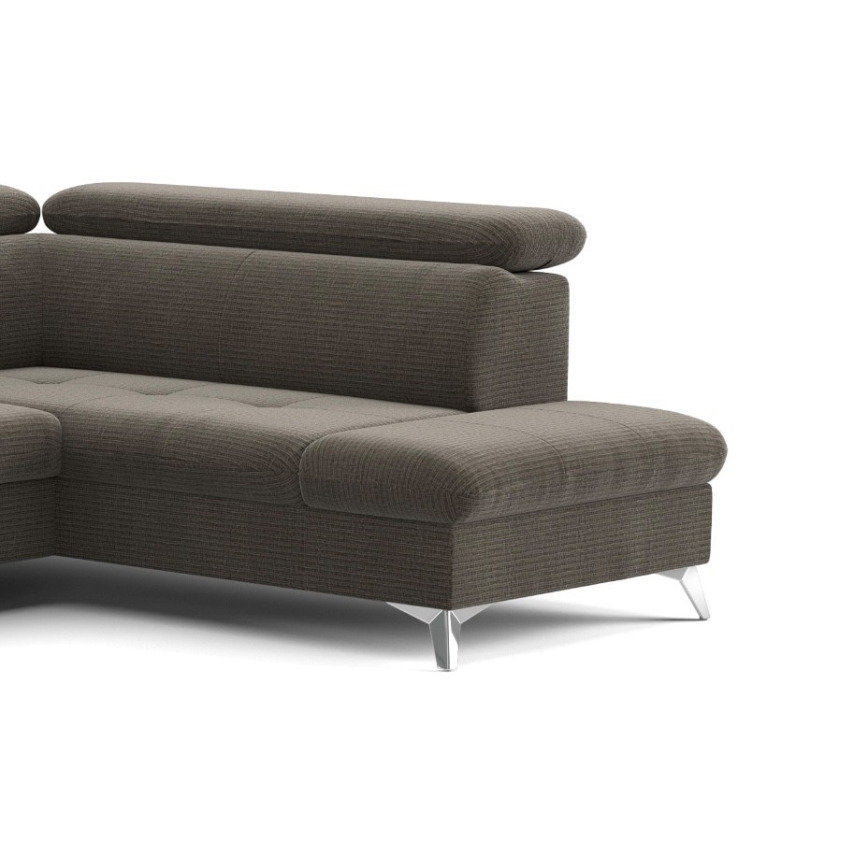 U-förmiges, klappbares Ecksofa mit Stauraum CATANIA rechts braun