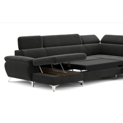 U-förmiges, klappbares Ecksofa mit Stauraum CATANIA rechts Graphit