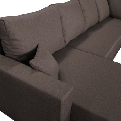 U-förmiges, klappbares Universal-Polster-Ecksofa SEYA braun