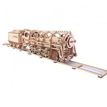 Ugears - Mechanisches 3D-Holzpuzzle Dampflokomotive mit Tender