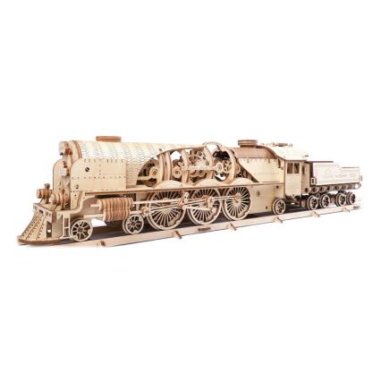 Ugears - Mechanisches 3D-Holzpuzzle V-Express Dampflokomotive mit Tender