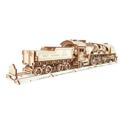 Ugears - Mechanisches 3D-Holzpuzzle V-Express Dampflokomotive mit Tender