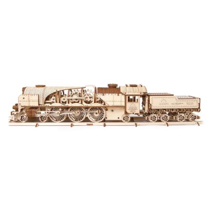 Ugears - Mechanisches 3D-Holzpuzzle V-Express Dampflokomotive mit Tender