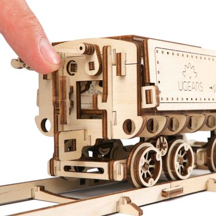 Ugears - Mechanisches 3D-Holzpuzzle V-Express Dampflokomotive mit Tender