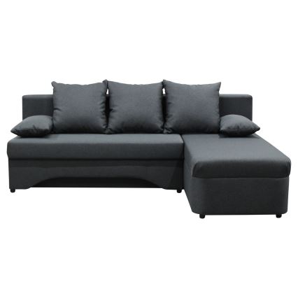 Universell ausklappbare Eckgarnitur mit Stauraum in L-Form ALMEIDA Anthrazit