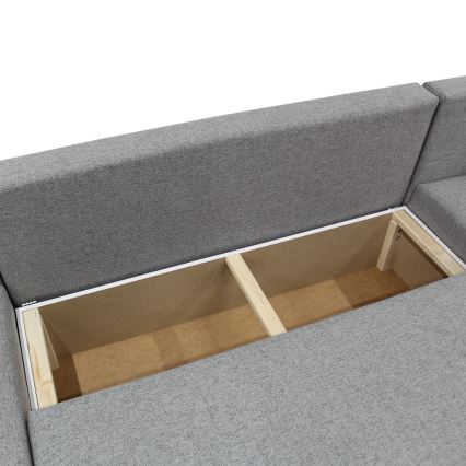 Universelle, ausklappbare U‑förmige Eck-Sitzgarnitur mit Stauraum ALMEIDA, grau