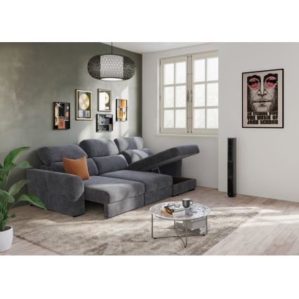 Universal-Eckklappsofa mit drei Sitzen und Stauraum TRENTO anthrazit
