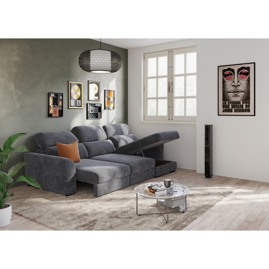 Universal-Eckklappsofa mit drei Sitzen und Stauraum TRENTO anthrazit