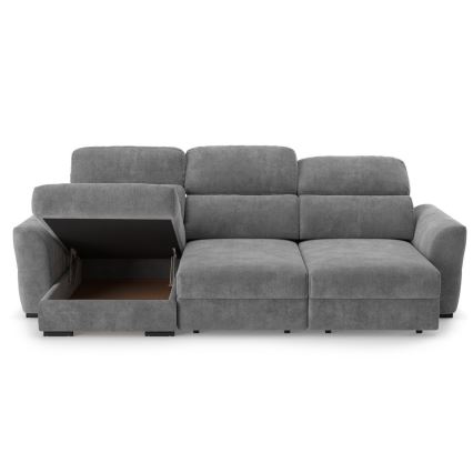 Universal-Eckklappsofa mit drei Sitzen und Stauraum TRENTO grau