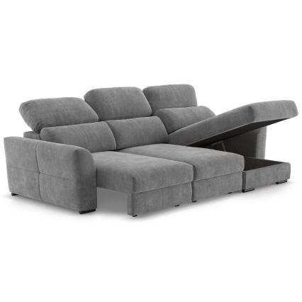 Universal-Eckklappsofa mit drei Sitzen und Stauraum TRENTO grau