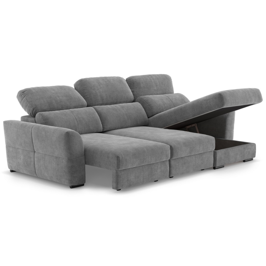 Universal-Eckklappsofa mit drei Sitzen und Stauraum TRENTO grau