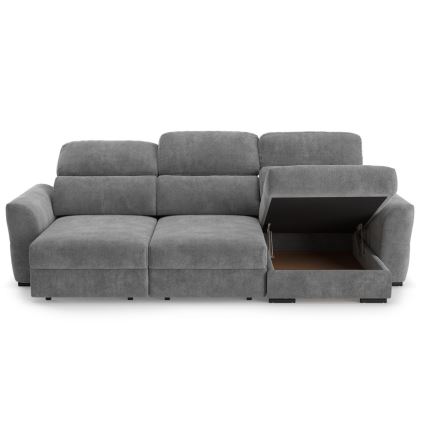 Universal-Eckklappsofa mit drei Sitzen und Stauraum TRENTO grau