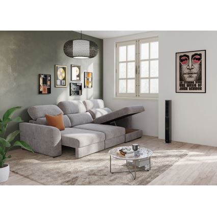 Universal-Eckklappsofa mit drei Sitzen und Stauraum TRENTO taupe