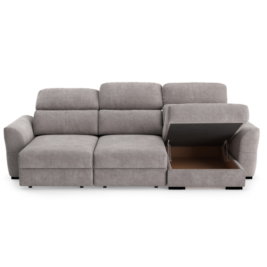 Universal-Eckklappsofa mit drei Sitzen und Stauraum TRENTO taupe