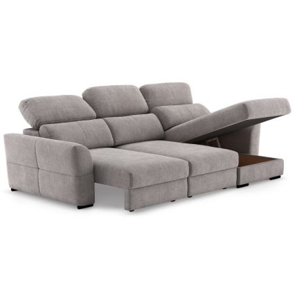 Universal-Eckklappsofa mit drei Sitzen und Stauraum TRENTO taupe