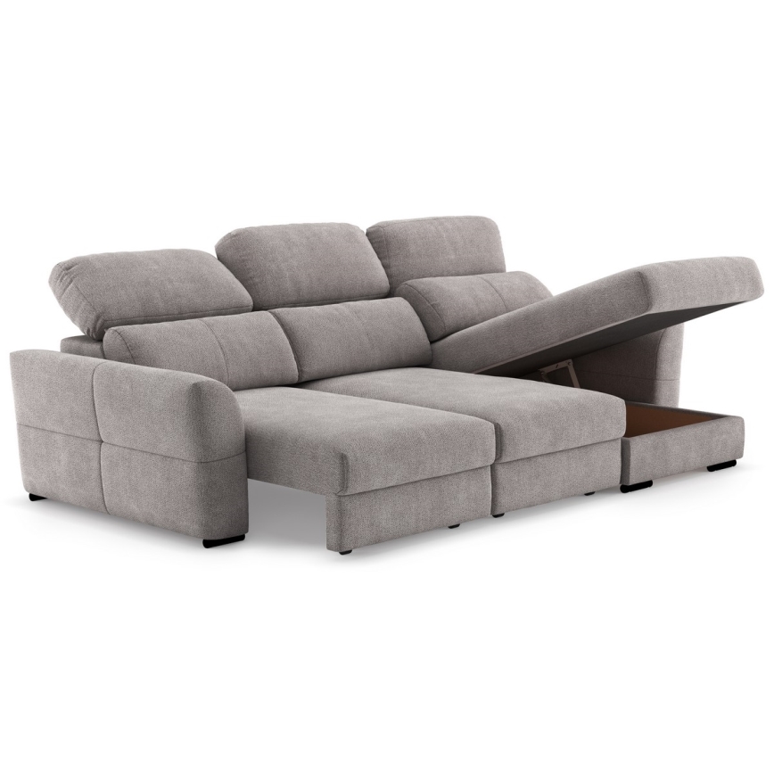 Universal-Eckklappsofa mit drei Sitzen und Stauraum TRENTO taupe