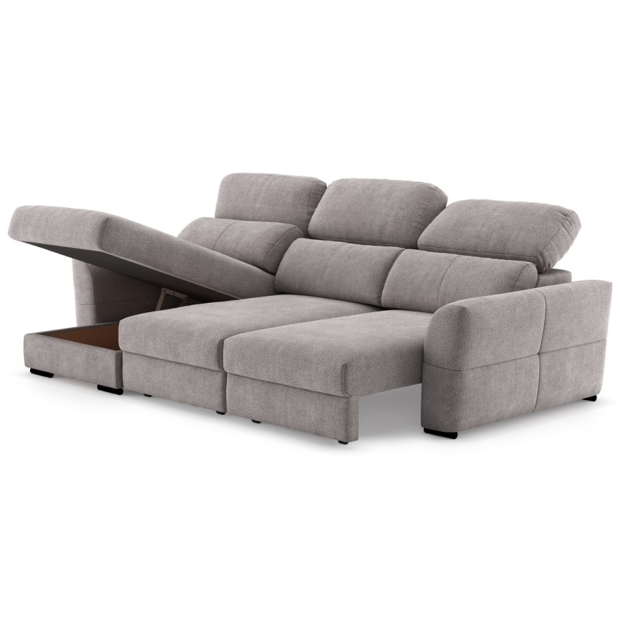 Universal-Eckklappsofa mit drei Sitzen und Stauraum TRENTO taupe