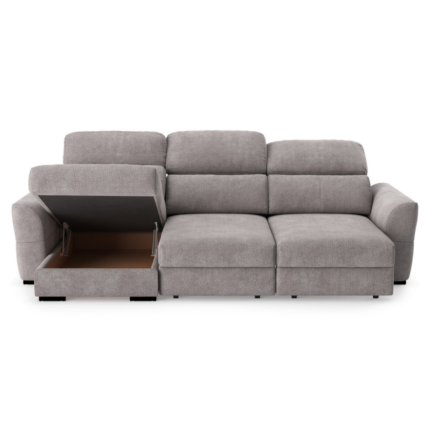 Universal-Eckklappsofa mit drei Sitzen und Stauraum TRENTO taupe