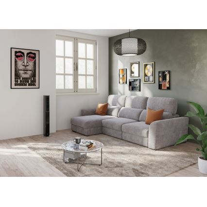 Universal-Eckklappsofa mit drei Sitzen und Stauraum TRENTO taupe