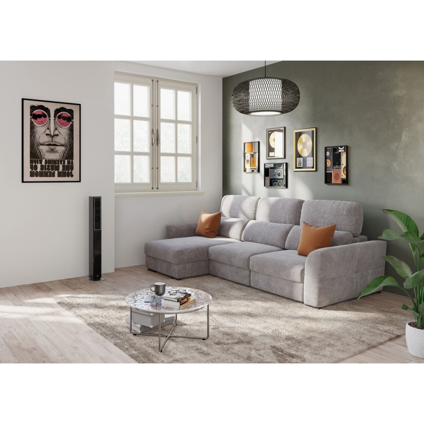 Universal-Eckklappsofa mit drei Sitzen und Stauraum TRENTO taupe