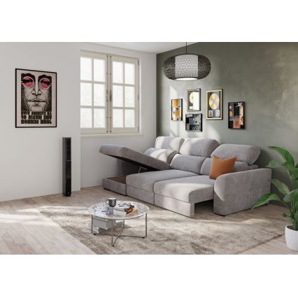 Universal-Eckklappsofa mit drei Sitzen und Stauraum TRENTO taupe
