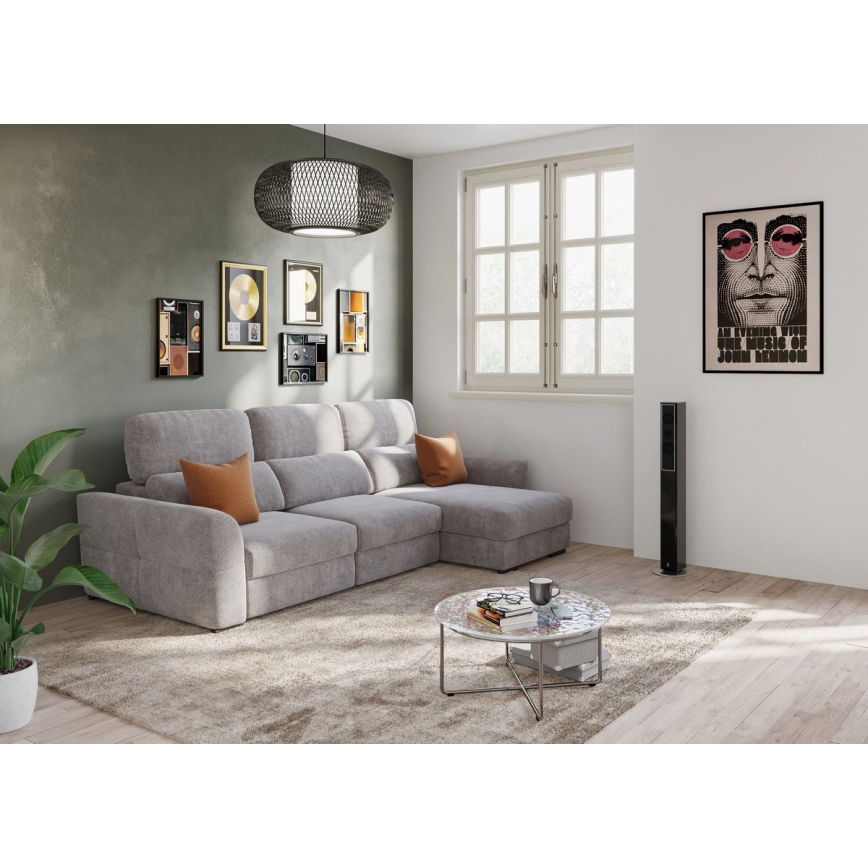 Universal-Eckklappsofa mit drei Sitzen und Stauraum TRENTO taupe