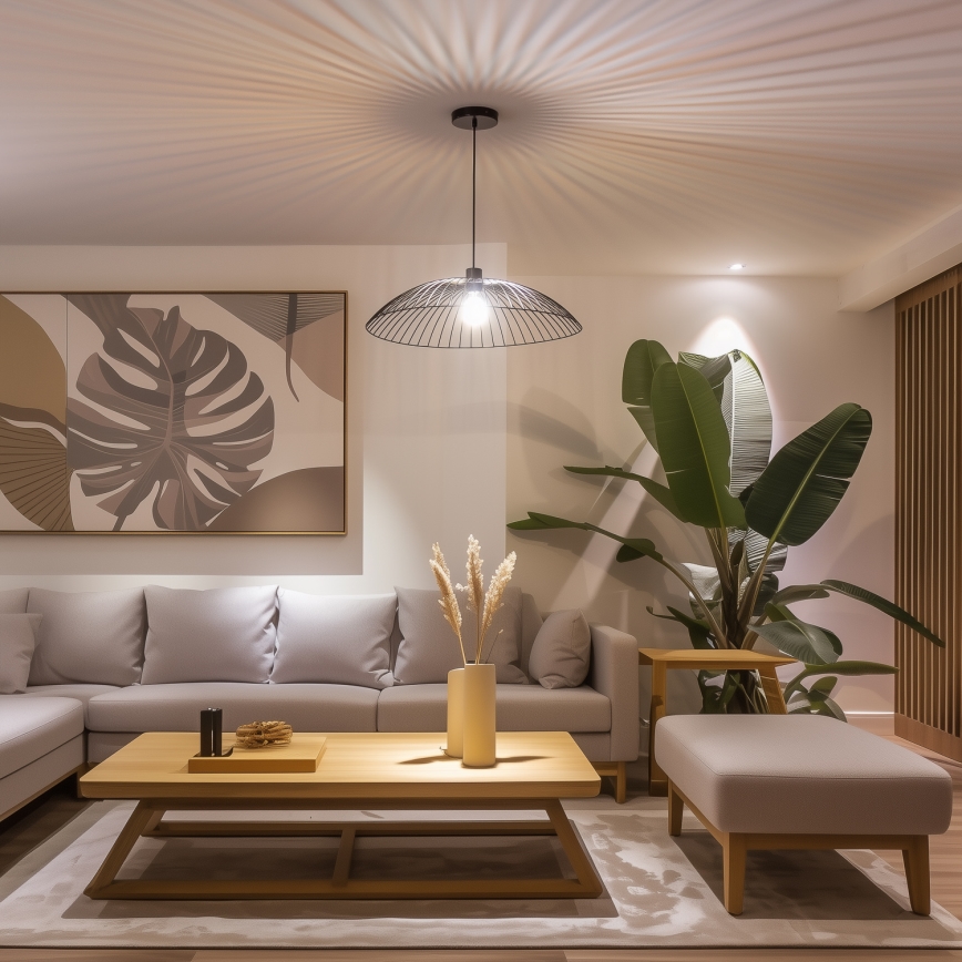 Universell einsetzbarer Lampenschirm CURITIBA, Ø 60 cm, schwarz