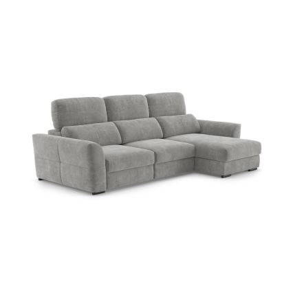 Beidseitig montierbares, ausziehbares 3‑Sitzer-Ecksofa mit Stauraum TRENTO, hellgrau