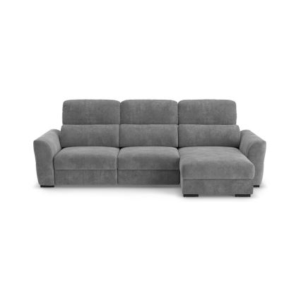 Universelles, ausziehbares Eck-Schlafsofa TRENTO, 3‑Sitzer mit Stauraum, grau