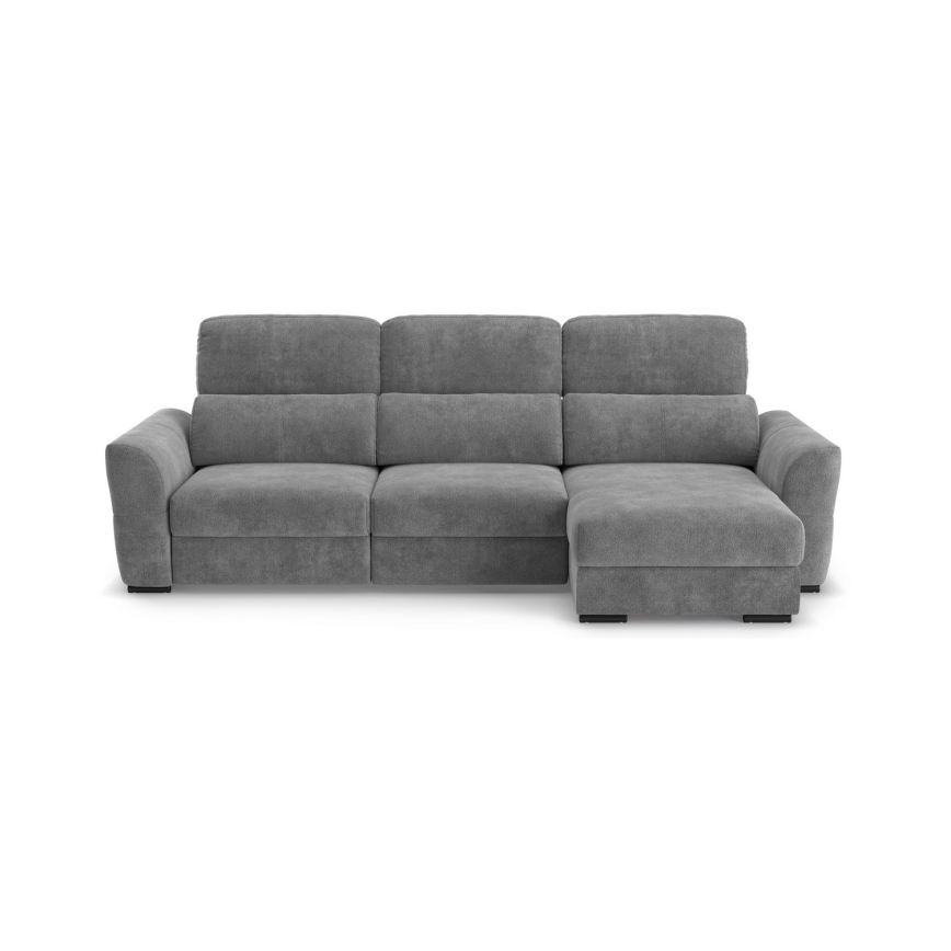 Universelles, ausziehbares Eck-Schlafsofa TRENTO, 3‑Sitzer mit Stauraum, grau