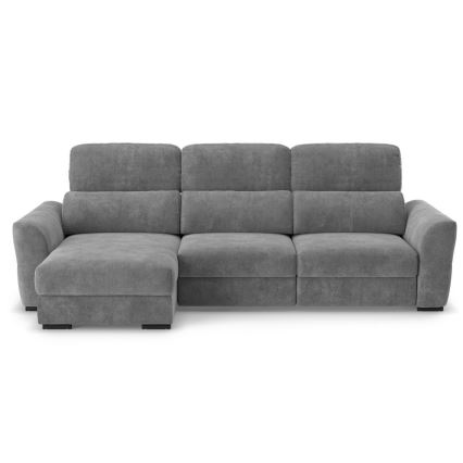 Universelles, ausziehbares Eck-Schlafsofa TRENTO, 3‑Sitzer mit Stauraum, grau