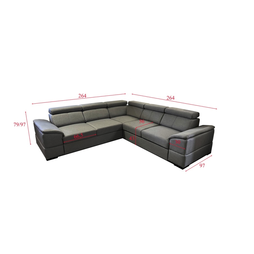 Universelles Eck-Schlafsofa mit Stauraum GRANADA in Dunkelgrau