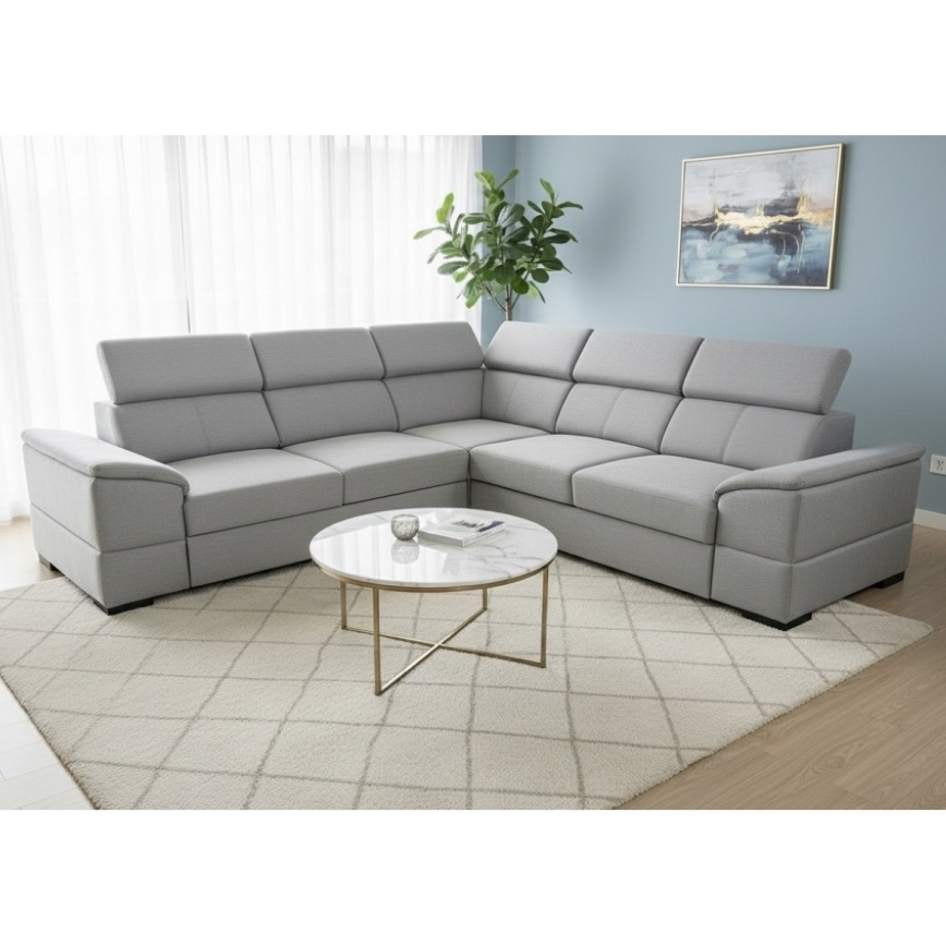 Universelle Eckcouch mit Schlaffunktion und Stauraum GRANADA, grau