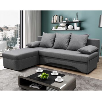Universelles, ausklappbares Ecksofa mit Stauraum in L‑Form ALMEIDA, grau