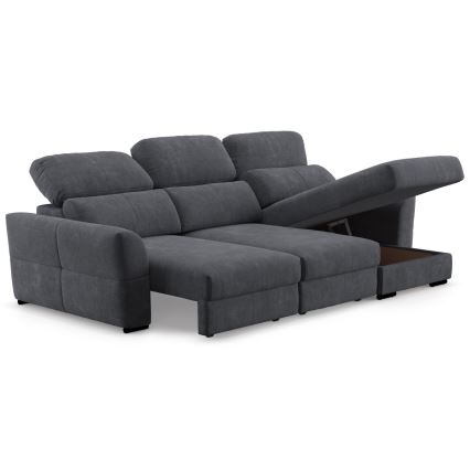 Universelles, ausziehbares 3‑Sitzer‑Ecksofa mit Stauraum TRENTO Anthrazit