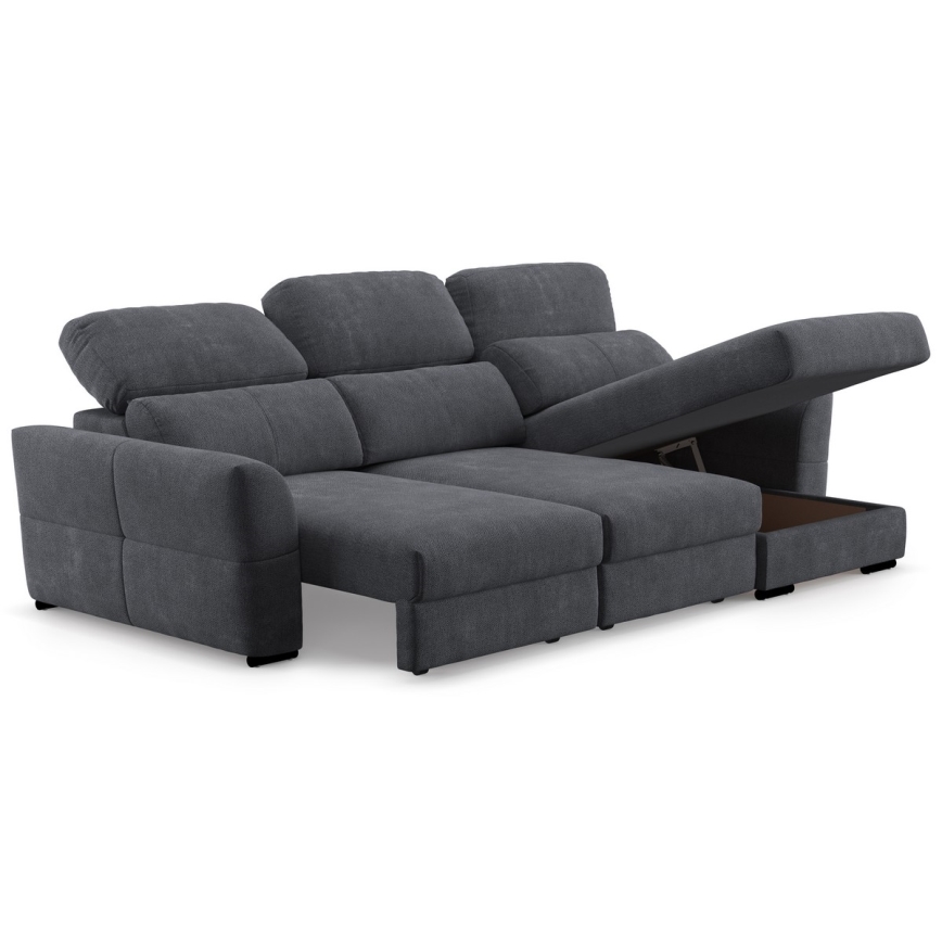Universelles, ausziehbares 3‑Sitzer‑Ecksofa mit Stauraum TRENTO Anthrazit