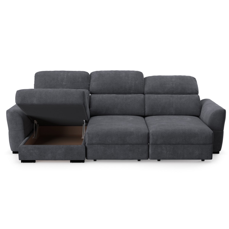 Universelles, ausziehbares 3‑Sitzer‑Ecksofa mit Stauraum TRENTO Anthrazit