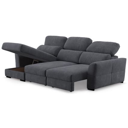 Universelles, ausziehbares 3‑Sitzer‑Ecksofa mit Stauraum TRENTO Anthrazit