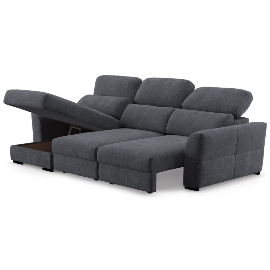 Universelles, ausziehbares 3‑Sitzer‑Ecksofa mit Stauraum TRENTO Anthrazit